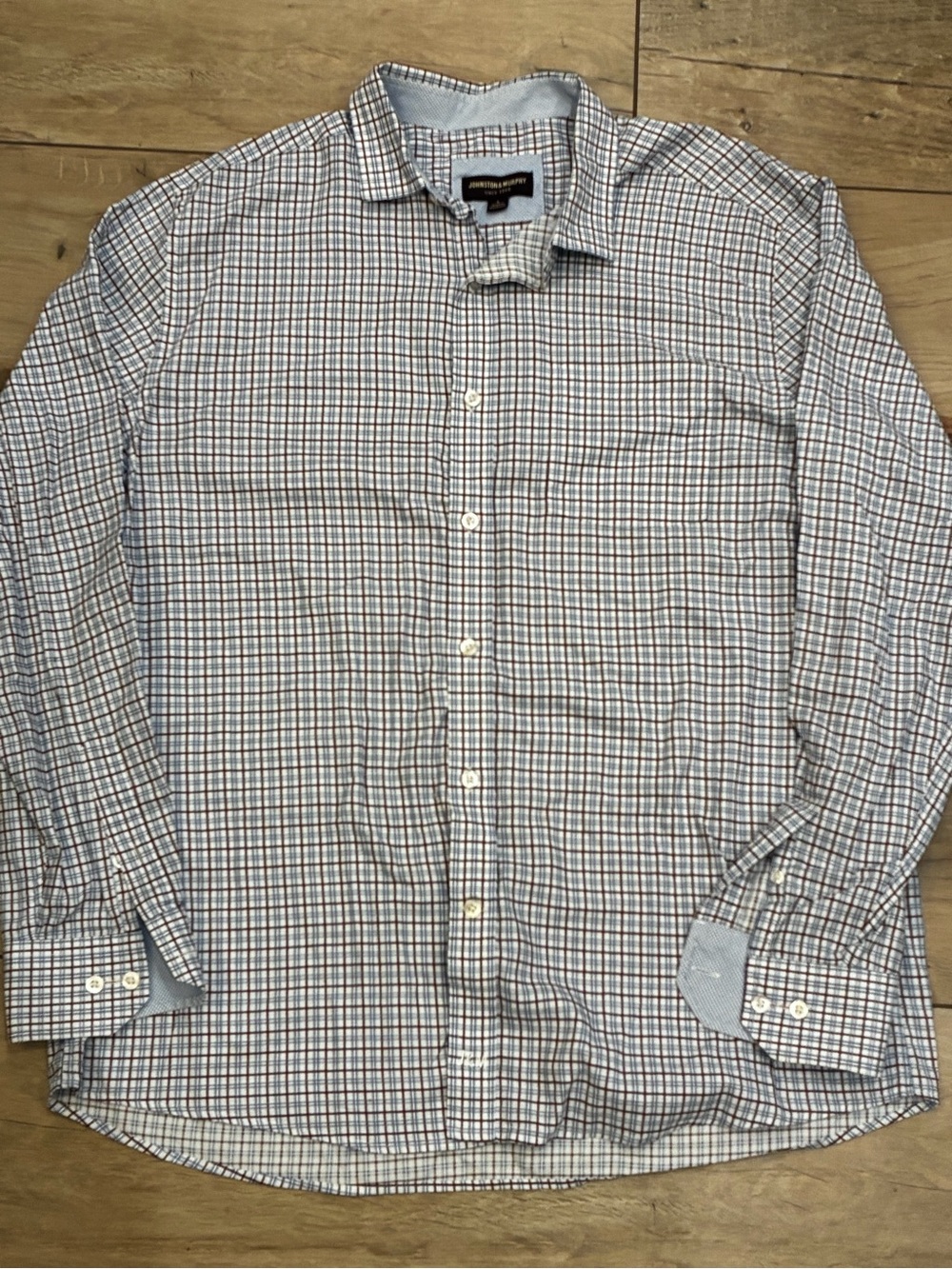 Johnston & Murphy Men's Plaid Button-Down Shirt - Blue & Gray